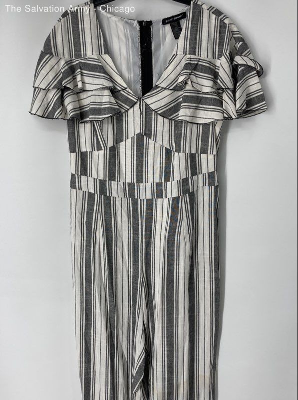 Ashley Stewart Womens Black White Striped One-Piece Jumpsuit Size 16
