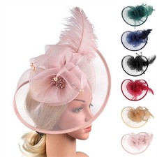 Fascinators Hat for Women, Mesh Flower Tea Party Headband with Feather Headpiece