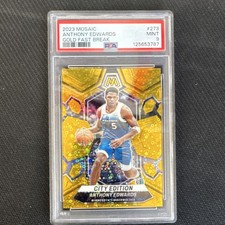 2023-24 Panini Mosaic Anthony Edwards #273 Gold Mosaic Prizm /10 PSA 9