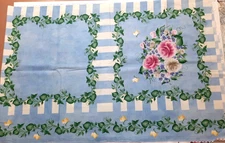 Daisy Kingdom #0320 Pillow Panel 18" x 45 Blue & Pink Ivy Striped Donna Dewberry