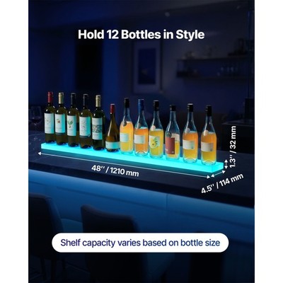 Uimoso LED Liquor Bottle Display Bar Shelf 1-Tier 48 Holds 12