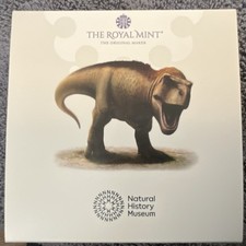 Royal Mint Dinosaurs Tyrannosaurus Rex, 2024 UK 50p coloured Silver Proof coin.