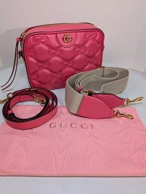 Gucci GG Hot Pink Matelasse Leather Double-Strap Camera Bag | eBay