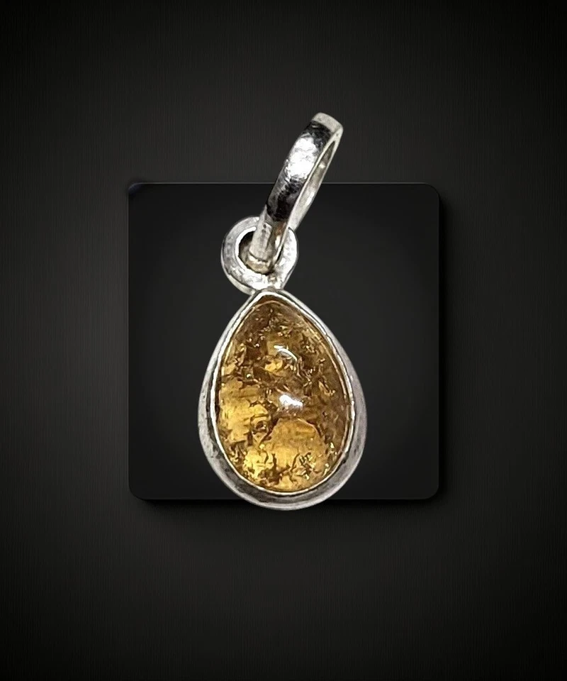 Delicato 2.5cm 925 Pendente Argento con Naturale Giallo Opale Pera Gemma - Immagine 3 di 4