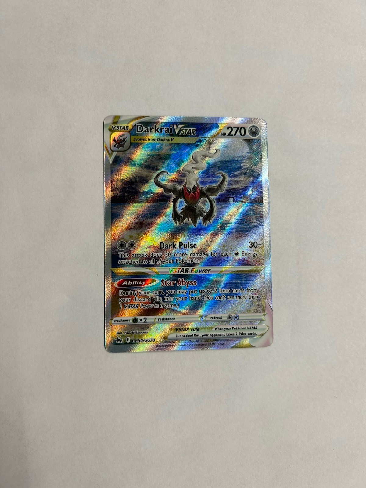 Darkrai VSTAR GG50/GG70 Crown Zenith: Galarian Gallery Holo NM
