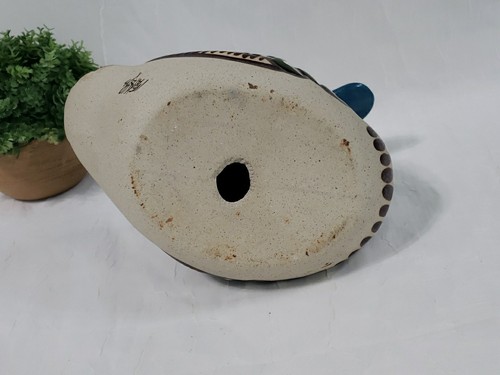 Vintage Tonala Mexico Folk Art Pottery Large Duck Hand Painted Artist Signed 8" - Picture 11 of 14