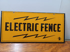 Vintage Tin Yellow ELECTRIC FENCE Metal Sign 8" x 4" JRR52 — photo 1