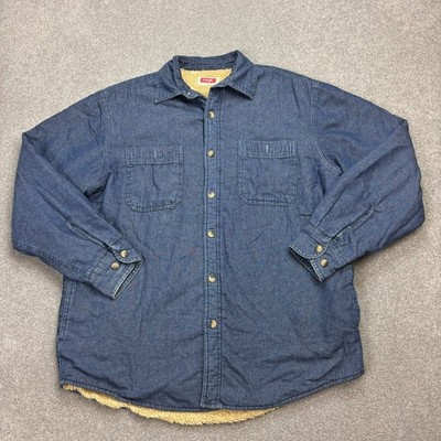 Wrangler Shacket Erwachsene Medium Blau Denim Cowboy Western Sherpa...