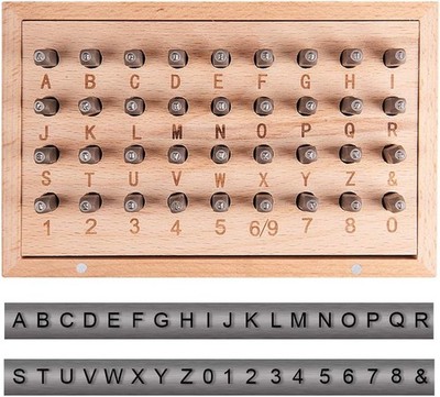 PH PandaHall Iron Number Alphabet Punch Sets, 36pcs 1.5mm(1/16 inch)... 