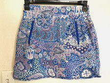 T by Talbots Womens Skort SP Petite Floral Blue Pink Short Stretch Pockets Boho