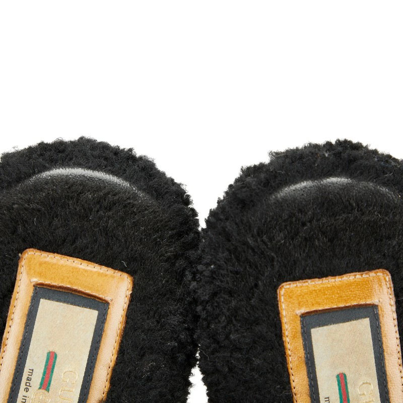 GUCCI Interlocking G Sandals Size: 9 Black Beige Boa Women's GUCCI thumbnail 6