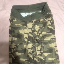 Boys Green Camouflage Jogger Pants Size L Drawstring Waist Pockets Tapered