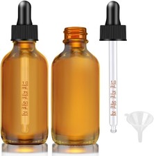2 Pack 2oz Amber Glass Dropper Bottles with G...