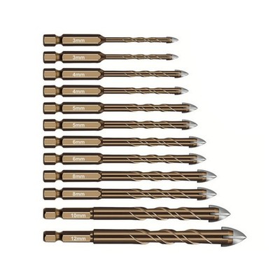 Set of 12 Carbide Drill Bits Universal for Marble Tile Ceramic Glass Concrete