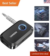 Bluetooth 5.4 Car Adapter Hands-Free Call, Noise Cancel, 15h Battery, 3.5mm AUX