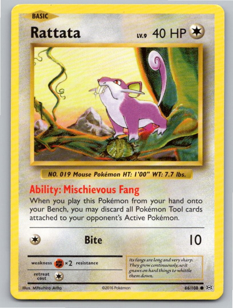 2016 POKEMON RATTATA EVOLUTIONS 66/108 C NM A90951 FREE S&H