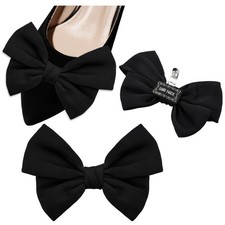 Avxdbr 2 Pcs Bow Shoe Clips Clip Detachable Buckles for One Size, Black