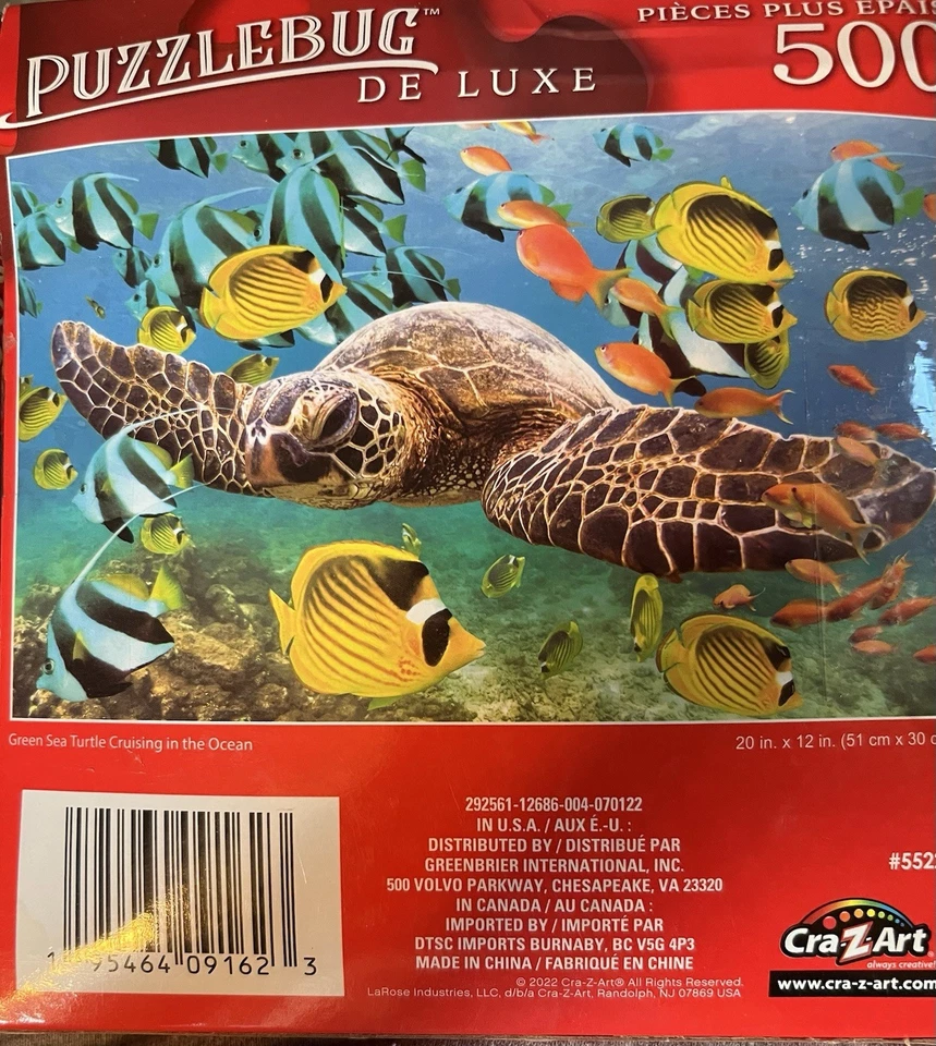 Green Sea Turtle Cruising In The Ocean Puzzlebug Deluxe 500 Piece Puzzle - Image 2 of 2