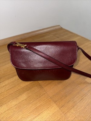 Gold Pfeil, Leder Umhängetasche, Vintage, Burgund