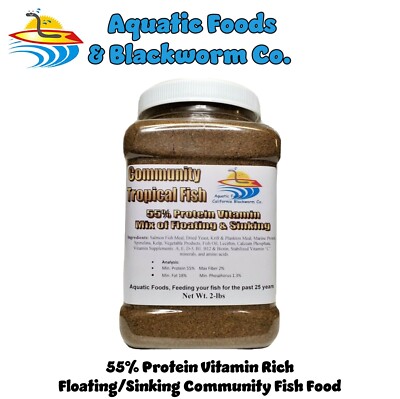 Community Tropical Fish Food 55% Protein Vitamin Rich Floating/Sinking Powders