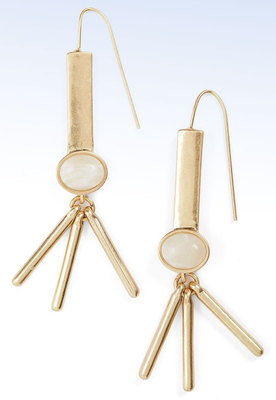 DANIELLE NICOLE Gold-Tone Golden Dusk JADE Cabochon Drop EARRINGS