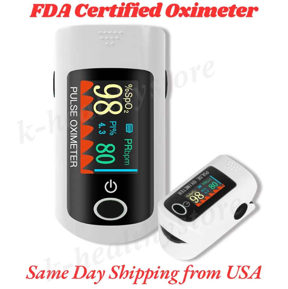 USA FDA Finger Pulse Oximeter Blood Oxygen Monitor SpO2 Heart Rate Portable LCD - Image 2 of 4