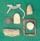 Civil War & Colonial Relics - 3-Ringer , Lead Caseshot, Buckle Parts, Old Button