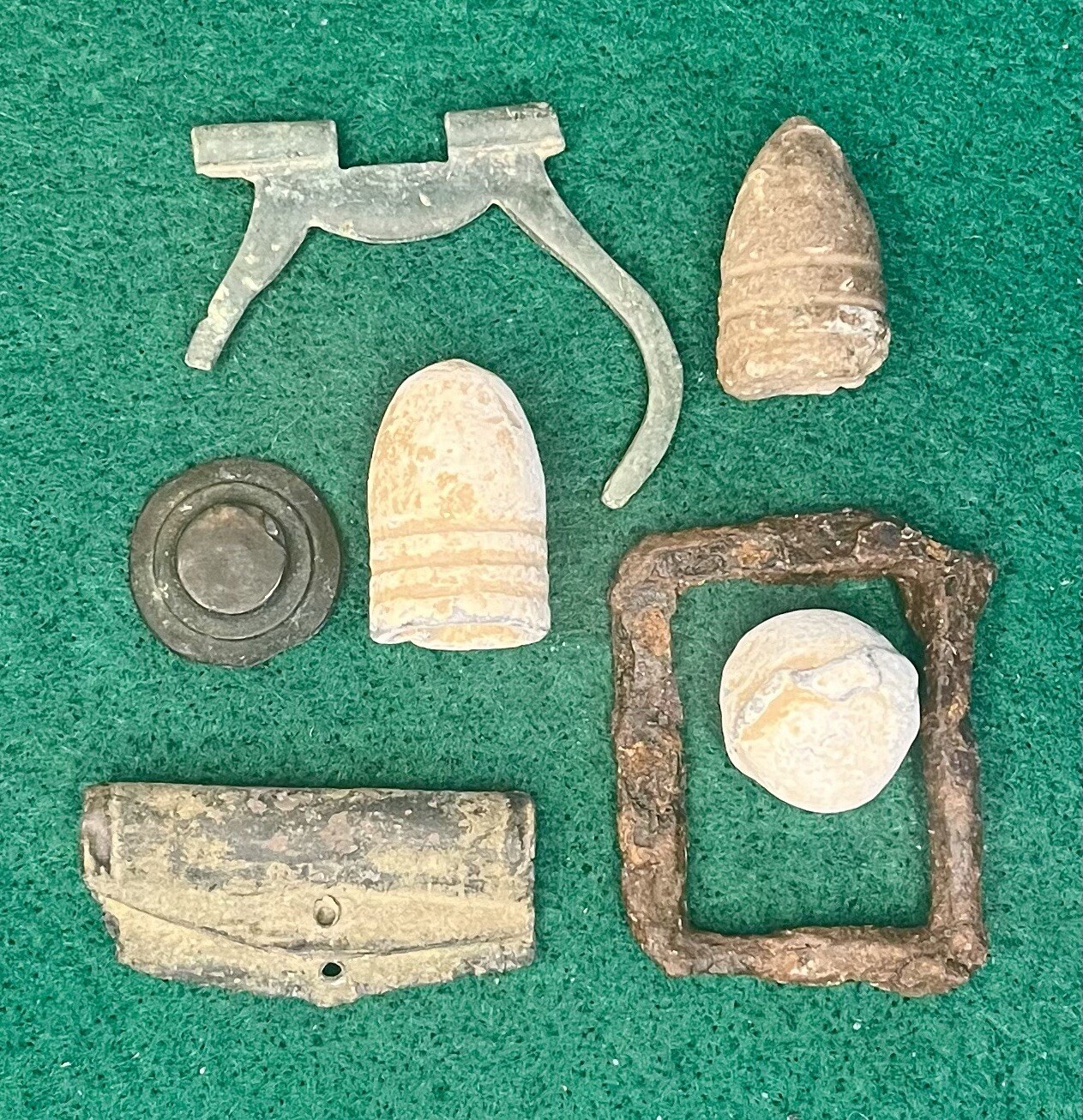 Civil War & Colonial Relics - 3-Ringer, Spencer, Lead Caseshot, Buckle Parts…