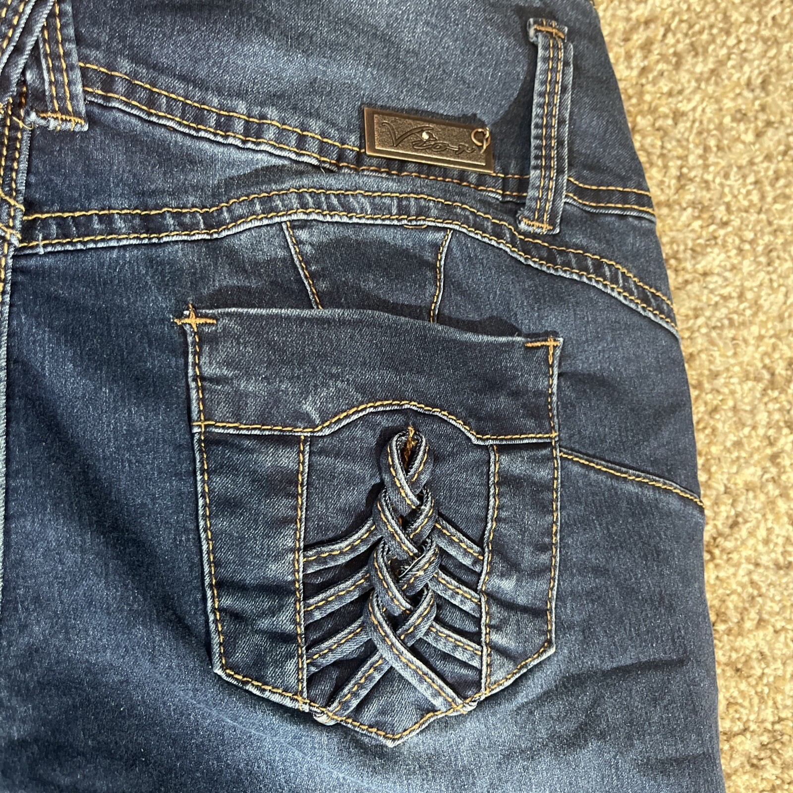 Vior Levanta Pompis Jeans Size 9 Dark Blue Hi-Rise Stretch Denim Jeans - View 13