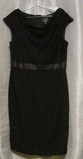 Sz 12 ADRIANNA PAPELL Little Black Dress/faux leather waist accent