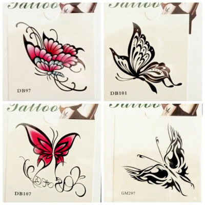 4pcs Rose Butterfly Heart Angel Totem Body Waist Arm Neck Waterproof Tattoo A-F