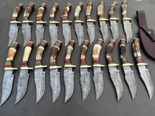 LOT OF 30 6 INCH HANDMADE DAMASCUS STEEL SKINNER KNIFE STAGANTLER W/SHEATH
