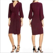 Eliza J Wrap Look Long Sleeve Midi Dress   Sz 4    $168     *1338