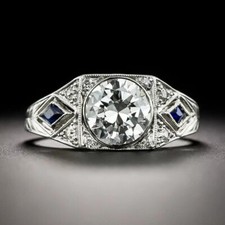 1.32Ct White Round Cut CZ Antique Style Art Deco Engagement Ring In 925 Silver