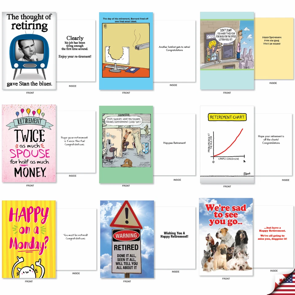 Juego de 36 tarjetas de felicitación divertidas para la jubilación Asst'd con 5x7" Env. - Hora de retirarse Foto 3 de 4