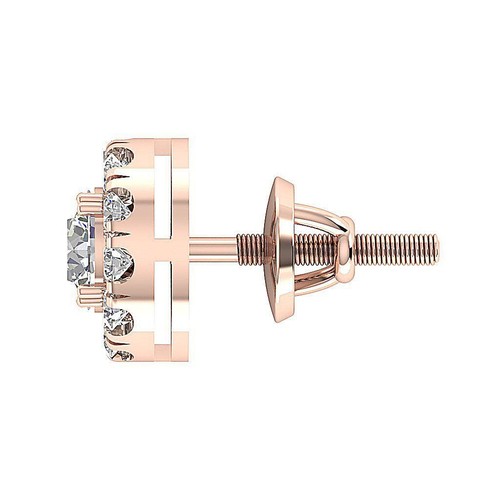 Halo Solitaire Studs Earrings I1 G 1.15 Carat Round Cut Diamond 14K White Gold - 第 10/12 張圖片