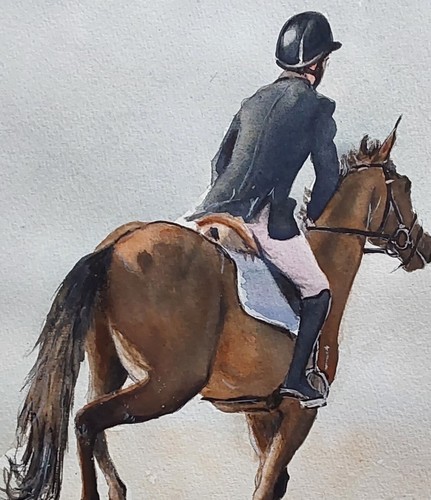 Watercolor Original Painting  11" x 12” Equestrian NOT A PRINT - Picture 6 of 6