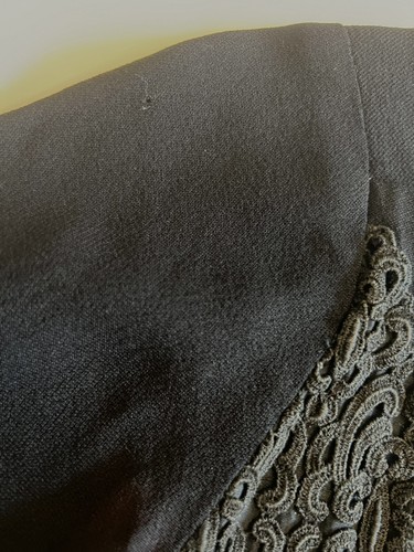 Rayon Crepe Dress Size Small Lace Trim Vintage 40s Wiggle - Picture 7 of 9