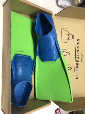 FINIS Long Floating Swim Fins Blue & Lime Green  Size US Jr 8-11 F 8