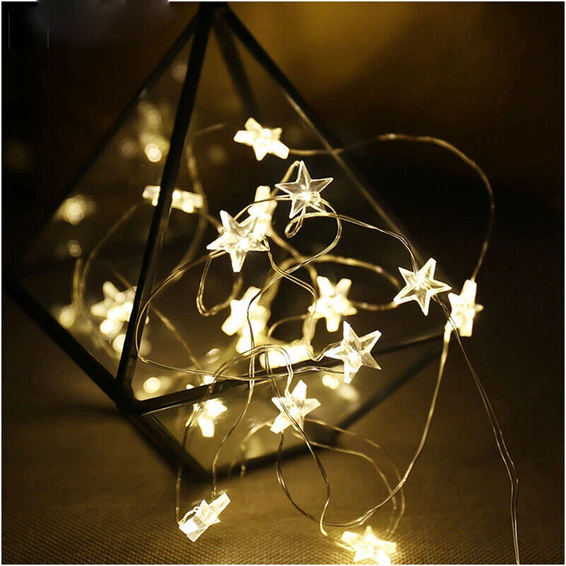 Battery LED Star String Fairy Lights Copper Wire Indoor Christmas Tree Party Dec
