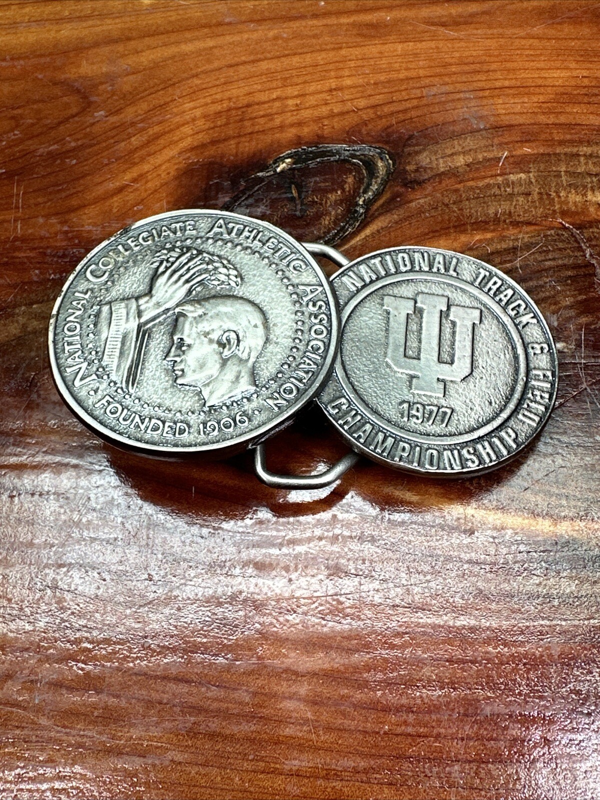 Vintage 1977 NCAA U of I Track Field Champion Belt Buckle Founded 1908