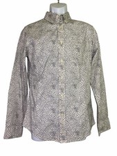 Goodfellow  Co Dress Shirt Size S Slim Fit White Black Small Print Stretch