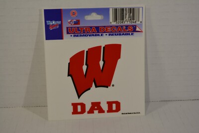 University of Wisconsin Badgers Red Decal w/Logo Motion W and DAD | eBay