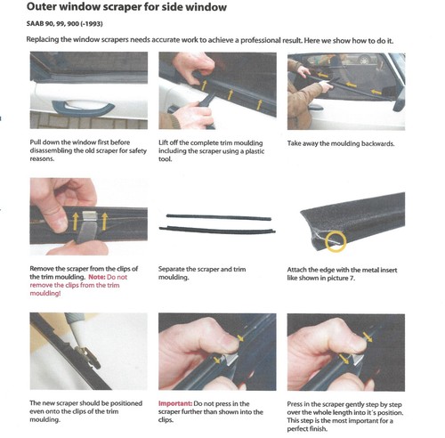 SAAB 900 classic convertible window scraper window seal rubber seal SET OF 4 - Picture 5 of 5
