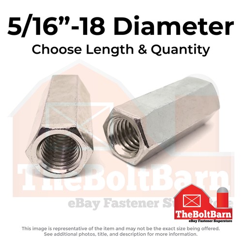 5/16-18 x1" Stainless Steel Coupling Nuts (Choose Qty) - 第 1/7 張圖片