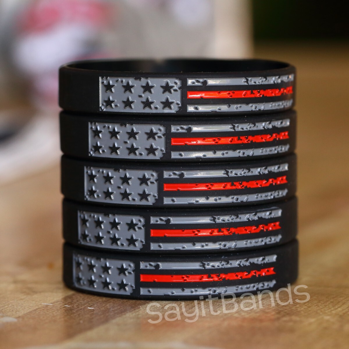 SayitBands Thin Red & Blue Line Wristband Set – Police & Firefighter Support Bracelets