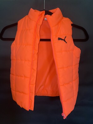 Puma Puffer Vest Size XXS 3/4 Neon Pink Pockets Zip Up Lightweight