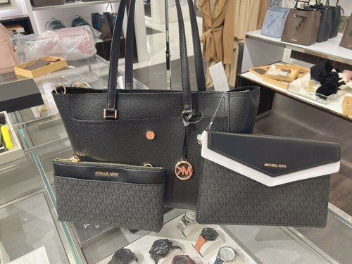 Michael Kors Maisie Large Pebbled Leather 3-in-1 Tote Bag Black Multi Gold - Bild 1 von 8