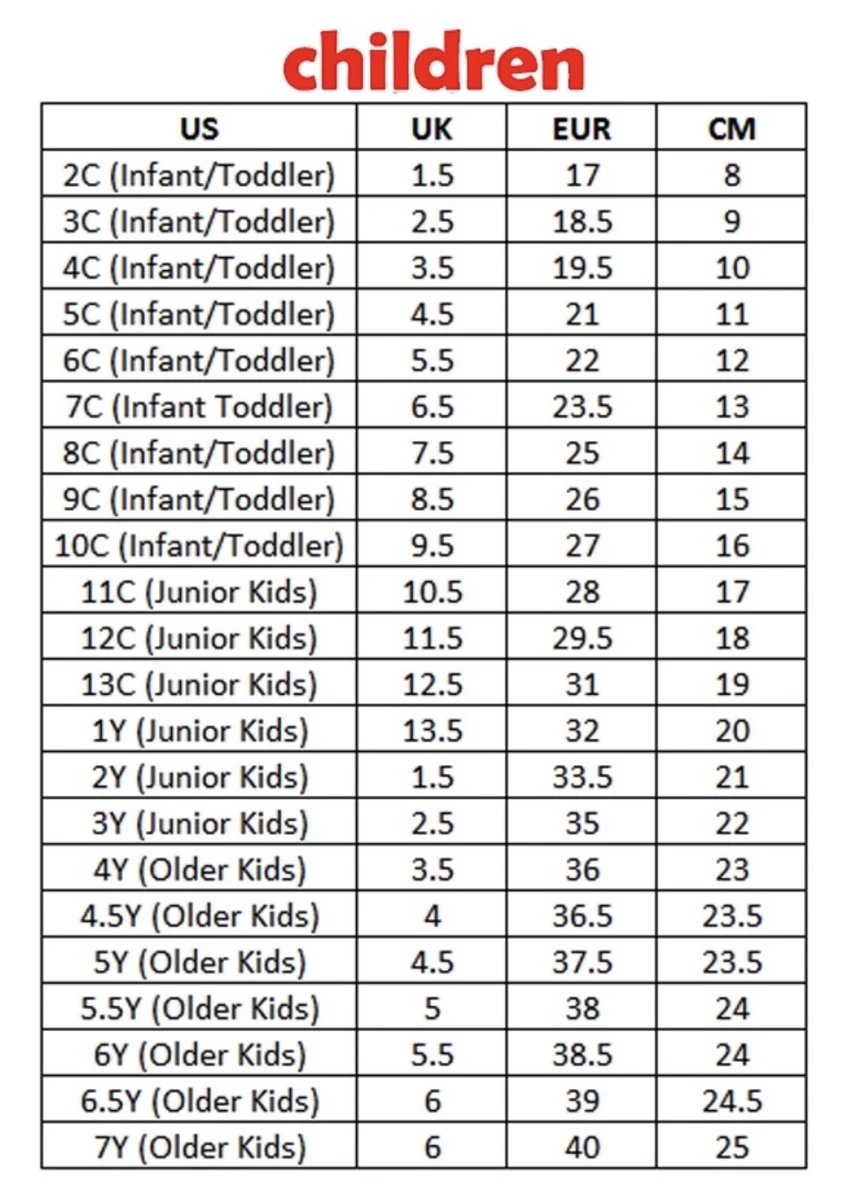 Adidas little kid sales size chart