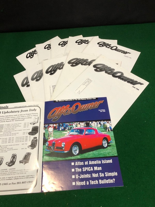 ALFA OWNER ALFA ROMEO CLUB MAGAZINE NEWSLETTER 1999 AROC USA 11 ISSUES